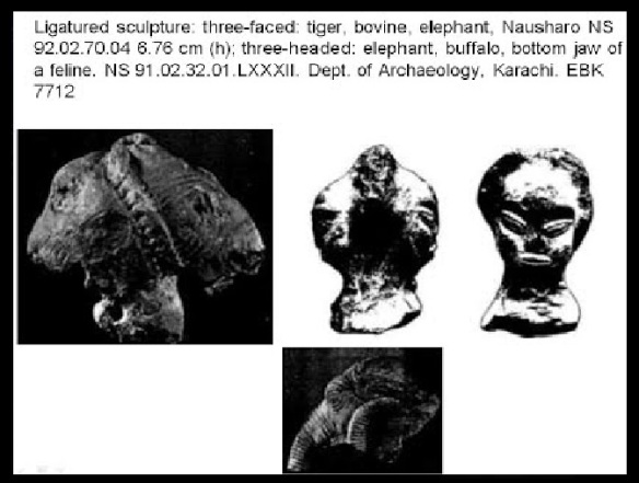 Three-headed Tiger, bovine, elephant head-Nausharo
